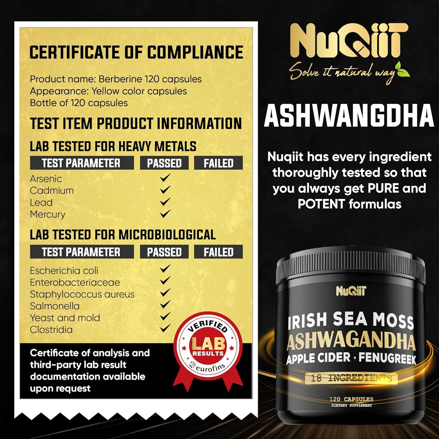 Revitalize Your Wellness with Ashwagandha Capsules - Featuring Irish Sea Moss, Apple Cider Vinegar & More - 120 Vegan Capsules for Optimal Health