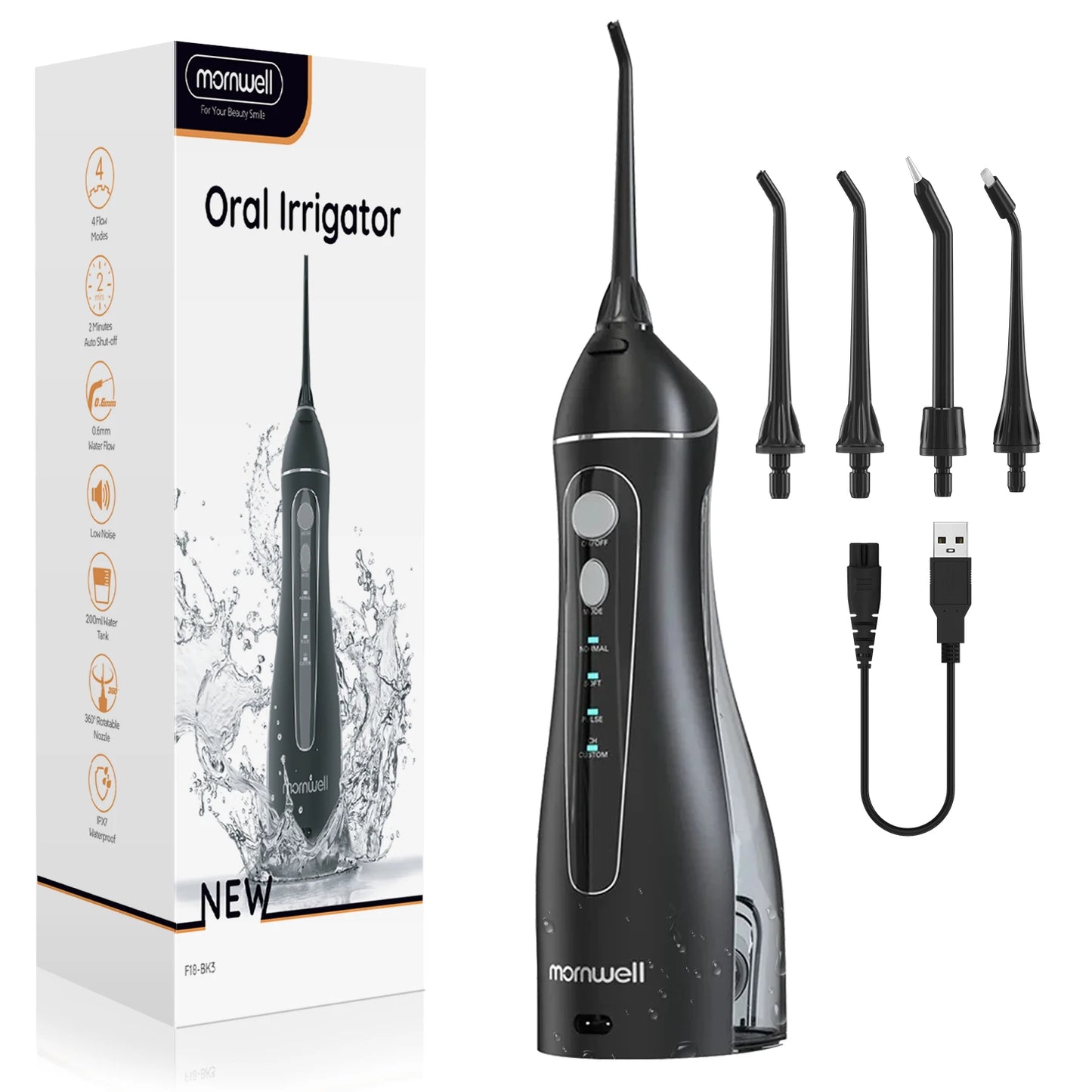 Revolutionize Your Oral Care with the F18 Portable Cordless Water Flosser - 3 Cleaning Modes, Waterproof Design, and 4 Nozzles for Ultimate Gum Health