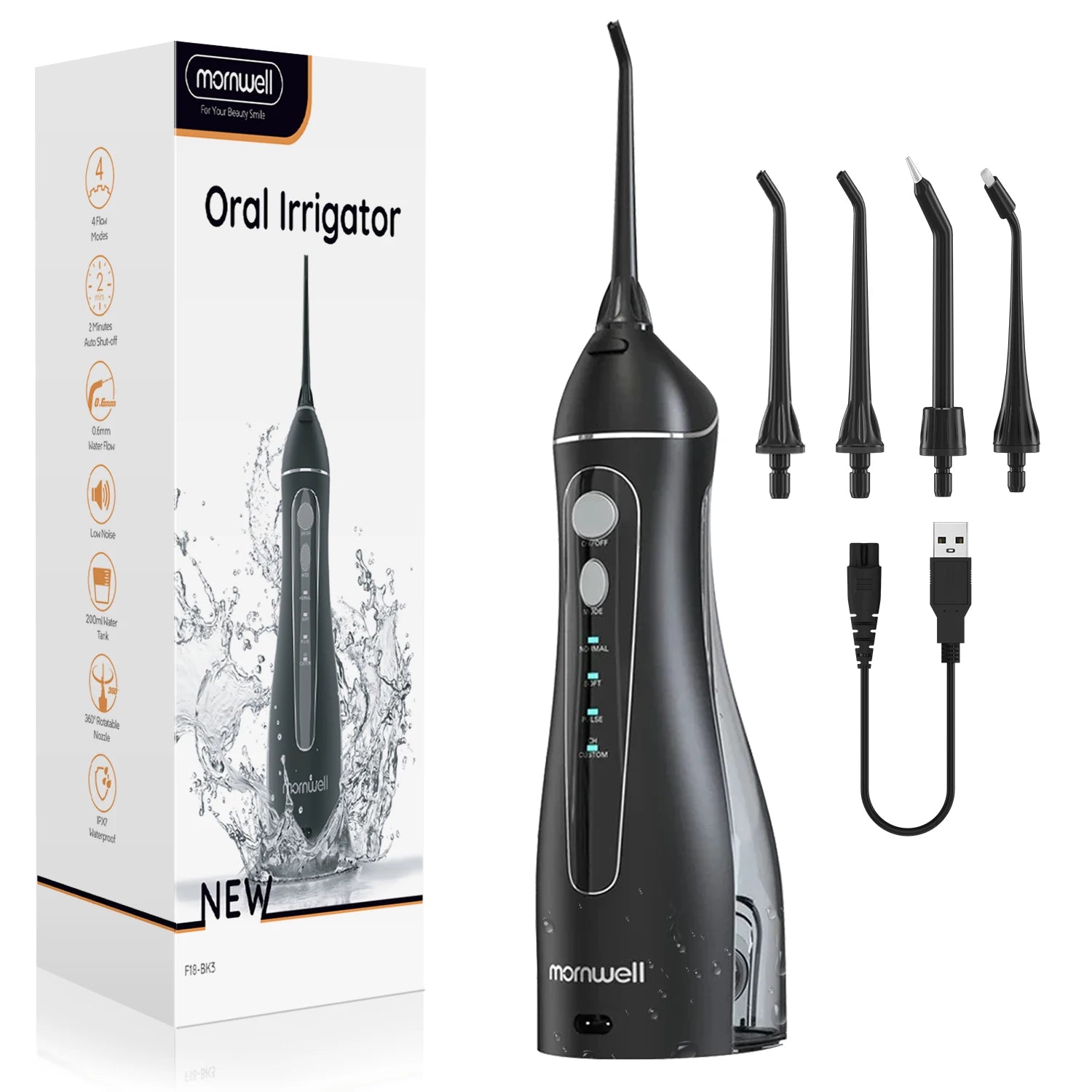 Revolutionize Your Oral Care with the F18 Portable Cordless Water Flosser - 3 Cleaning Modes, Waterproof Design, and 4 Nozzles for Ultimate Gum Health