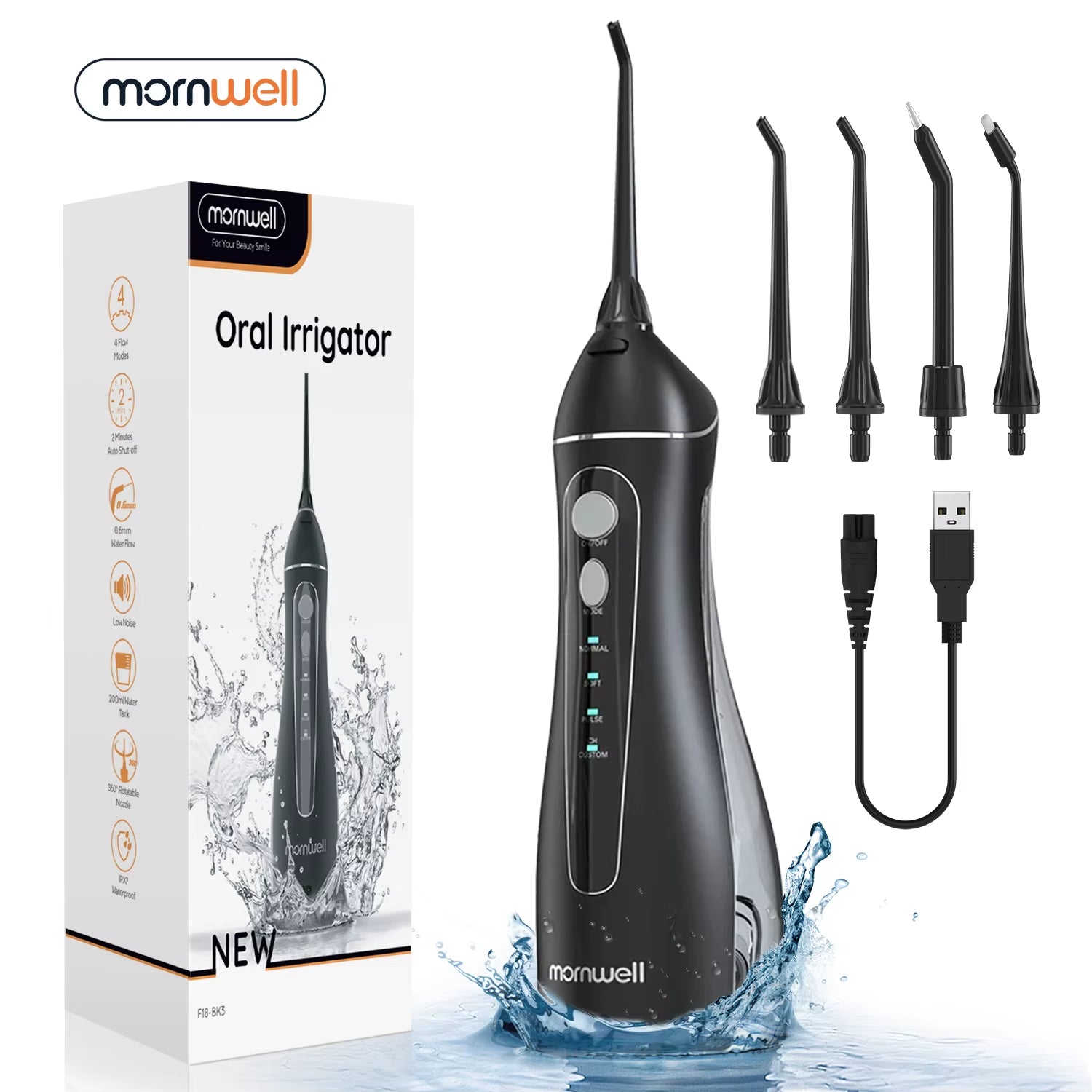 Revolutionize Your Oral Care with the F18 Portable Cordless Water Flosser - 3 Cleaning Modes, Waterproof Design, and 4 Nozzles for Ultimate Gum Health