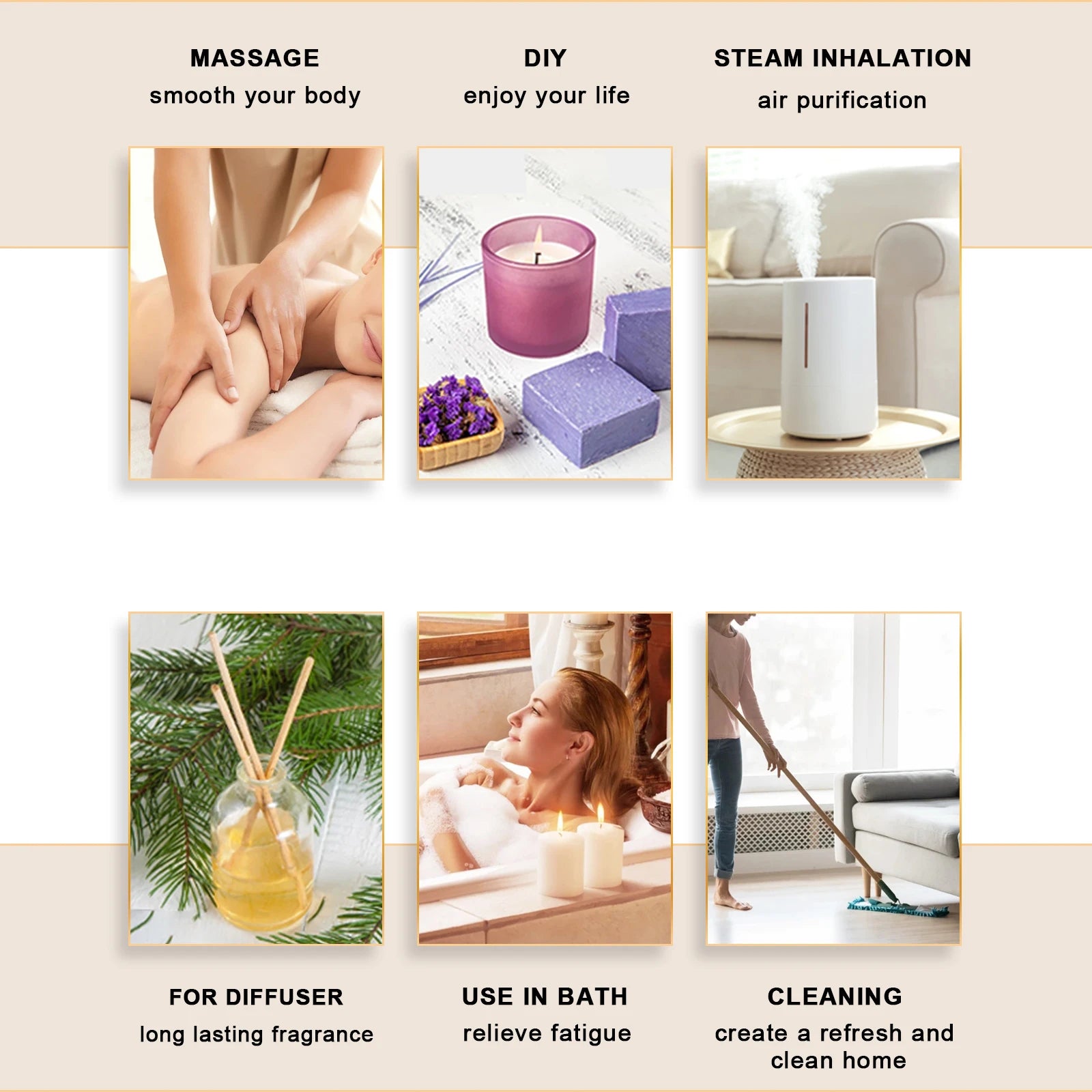 Experience Pure Bliss with 10ml Natural Plant Essential Oils – Lavender, Jasmine, Eucalyptus, and Vanilla for Diffusers and Humidifiers