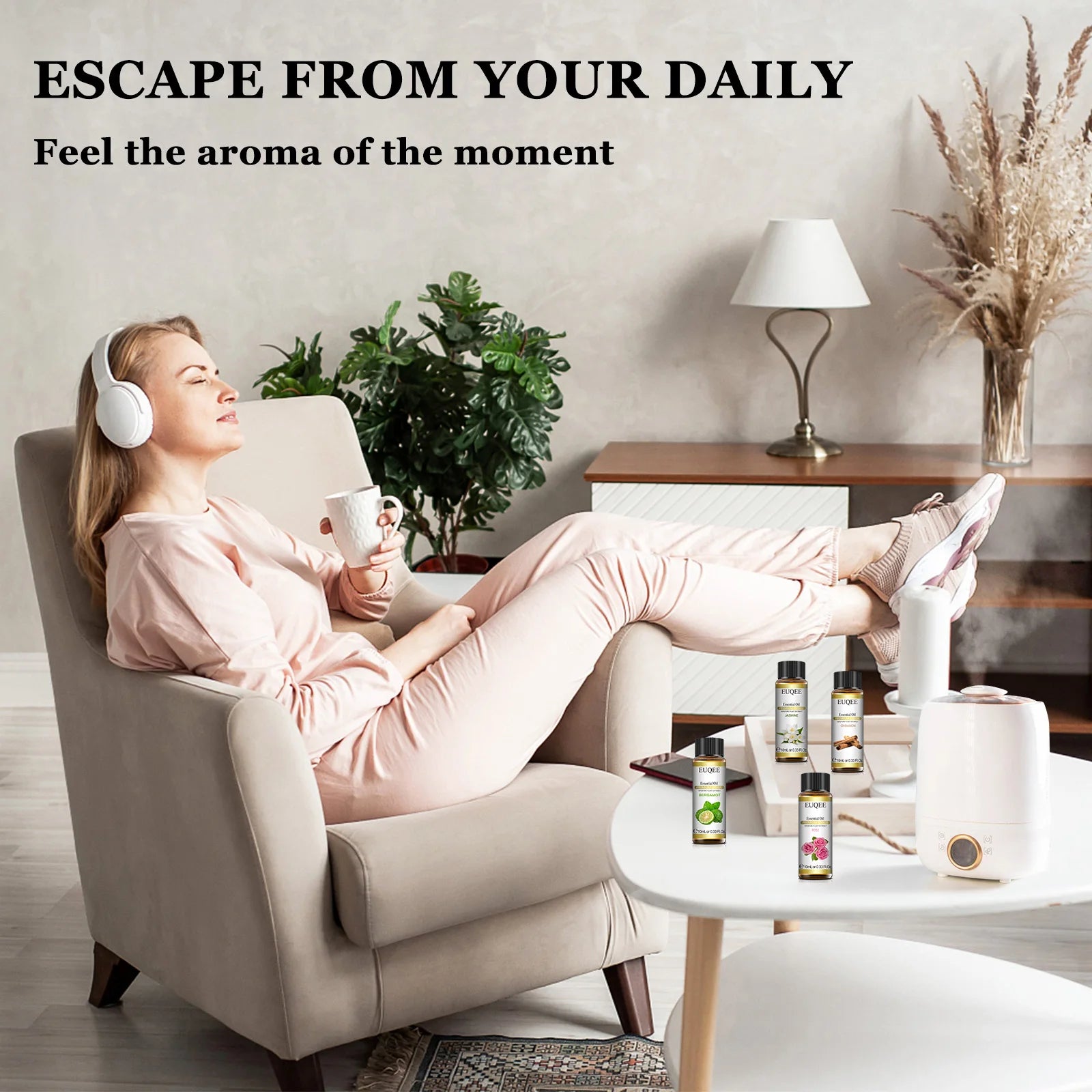 Experience Pure Bliss with 10ml Natural Plant Essential Oils – Lavender, Jasmine, Eucalyptus, and Vanilla for Diffusers and Humidifiers