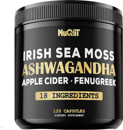 Revitalize Your Wellness with Ashwagandha Capsules - Featuring Irish Sea Moss, Apple Cider Vinegar & More - 120 Vegan Capsules for Optimal Health