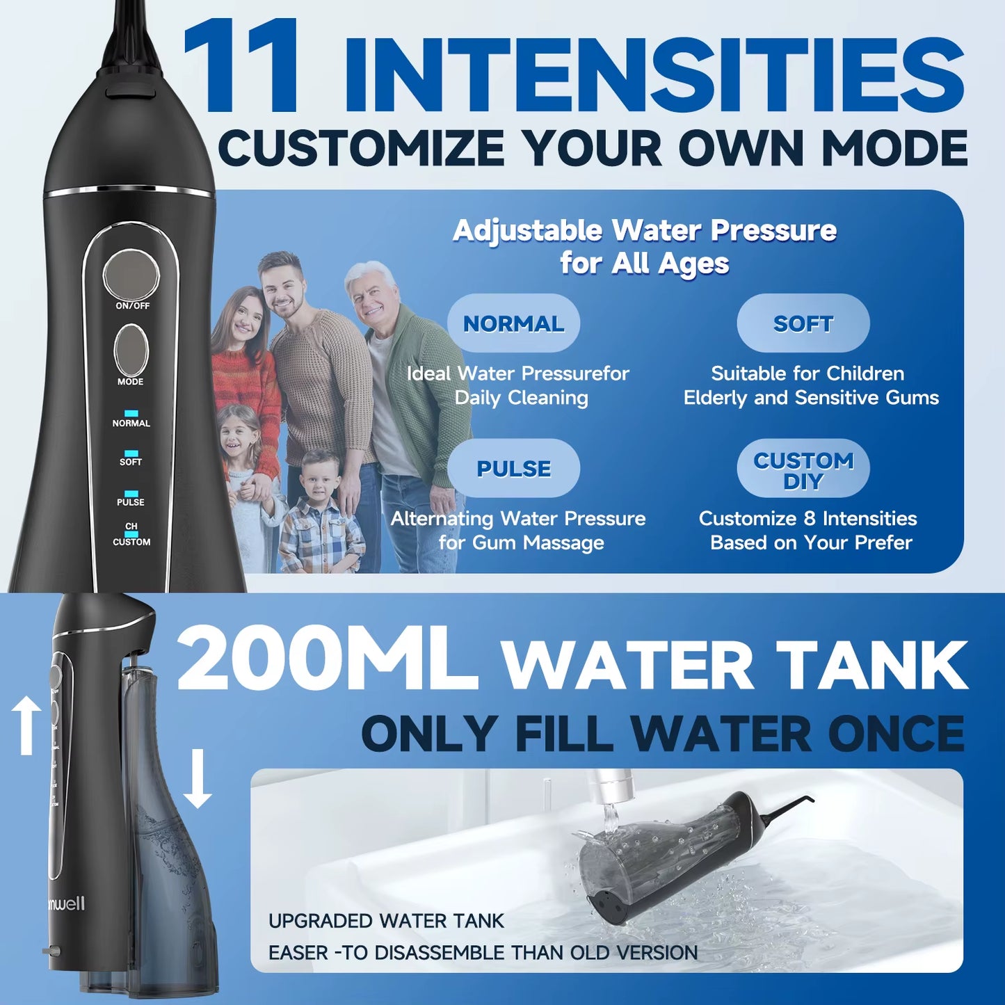 Revolutionize Your Oral Care with the F18 Portable Cordless Water Flosser - 3 Cleaning Modes, Waterproof Design, and 4 Nozzles for Ultimate Gum Health