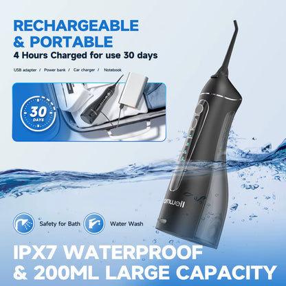 Revolutionize Your Oral Care with the F18 Portable Cordless Water Flosser - 3 Cleaning Modes, Waterproof Design, and 4 Nozzles for Ultimate Gum Health